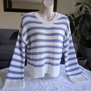 Chic Striped Women's Sweater in Blue and White